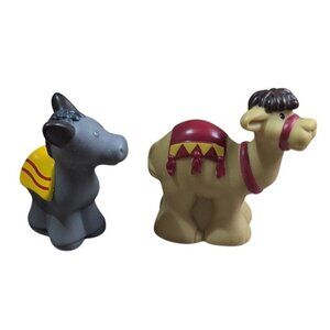 Fisher Price Christmas Nativity donkey and camel figures colorful SADDLES